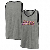 Los Angeles Lakers Fanatics Branded Wordmark Tri-Blend Tank Top - Heathered Gray